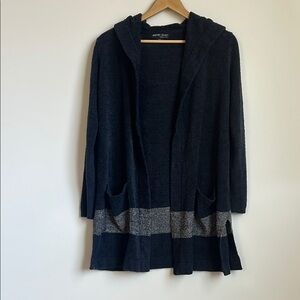 Barefoot Dreams Navy Hoodie Sweater with a White & Navy Stripe